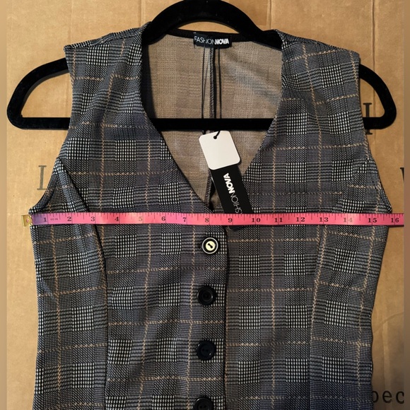 Fashion Nova Office Romance Plaid Vest Pant Set - Black/combo - Picture 10 of 15